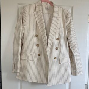 LOFT Women's Double-Breasted Striped Blazer and Pants Suit Set